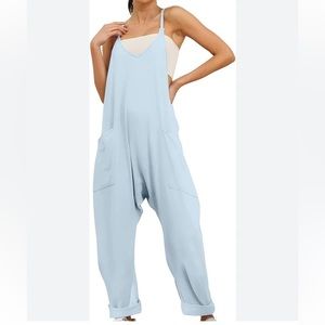 One Piece Overall Jumpsuit Oversized Slouchy Light Blue and 2 Pockets SZ S